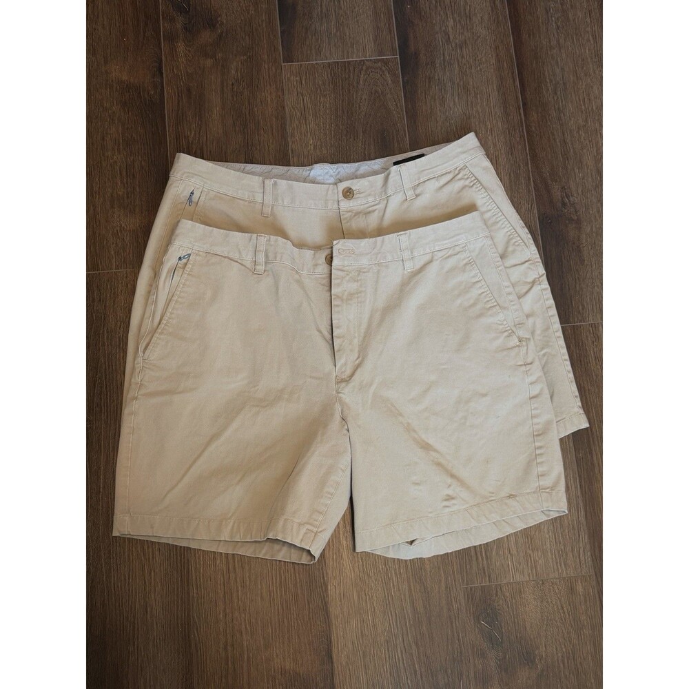 Lot of 2 Bonobos Men’s Chino Shorts Size 38 Tan Khaki Stretch 7 Inch Inseam